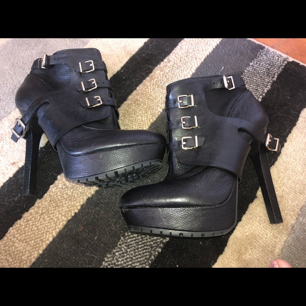 BCBGeneration Black Buckle Heels